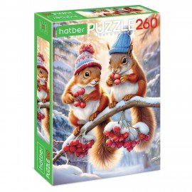 Пазл картонный "ЗИМНИЕ РАДОСТИ " 260 элементов АССОРТИ, 220х330м