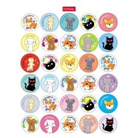 Наклейки бумажные поощрения и оценки, НАБОР 4листа, 115наклеек, Зверушки, HATBER,4Н6н