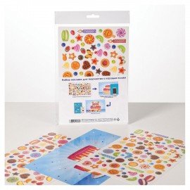 Наклейки бумажные  с игровым полем НАБОР 2л, 184 наклейки, Сладкое настроение, HTB,2Н5н,ш/к65803