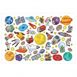 Наклейки бумажные  с игровым полем НАБОР, 2л, 184накл, Космическое приключение, HTB, 2Н5н,ш/к 65810