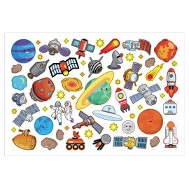 Наклейки бумажные  с игровым полем НАБОР, 2л, 184накл, Космическое приключение, HTB, 2Н5н,ш/к 65810