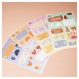 Наклейки КОТОВАСИЯ для маркировки школьных принадлежностей, НАБОР 4л, 64наклейки,HTB, 4Н5н,ш/к77431