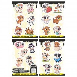 Наклейки виниловые, 20 - 22 шт., 4 листа, А6, КАВАЙНЫЕ ДИЗАЙНЫ, АССОРТИ, NALEPKING