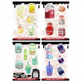 Наклейки виниловые, 20 - 22 шт., 4 листа, А6, КАВАЙНЫЕ ДИЗАЙНЫ, АССОРТИ, NALEPKING