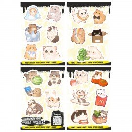 Наклейки виниловые, 20 - 22 шт., 4 листа, А6, КАВАЙНЫЕ ДИЗАЙНЫ, АССОРТИ, NALEPKING