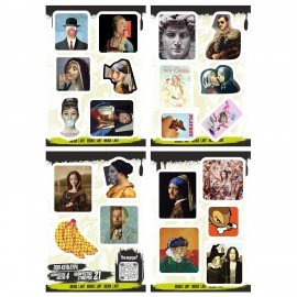 Наклейки виниловые, 21 - 26 шт., 4 листа, А6, ИСКУССТВО, АССОРТИ, NALEPKING