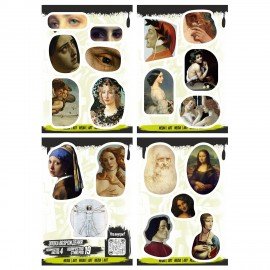 Наклейки виниловые, 21 - 26 шт., 4 листа, А6, ИСКУССТВО, АССОРТИ, NALEPKING