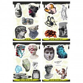 Наклейки виниловые, 21 - 26 шт., 4 листа, А6, ИСКУССТВО, АССОРТИ, NALEPKING