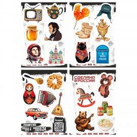 Наклейки виниловые, 21 - 33 шт., 4 листа, А6, ЭСТЕТИКА, АССОРТИ, NALEPKING