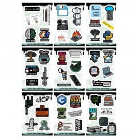 Наклейки виниловые, 44 - 50 шт., 9 листов, А6, МОДЕРН, АССОРТИ, NALEPKING