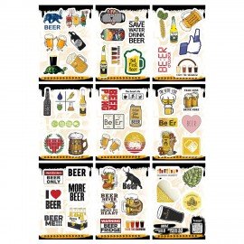 Наклейки виниловые, 44 - 50 шт., 9 листов, А6, МОДЕРН, АССОРТИ, NALEPKING