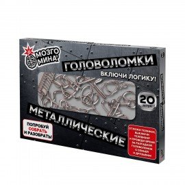 Головоломки металлические, набор 20 штук, разные уровни сложности, МозгоМина, 666419