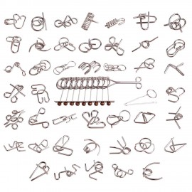 Головоломки металлические, набор 45 штук, разные уровни сложности, МозгоМина, 666422