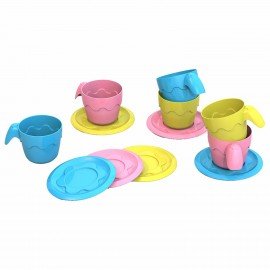 Набор игрушечной посуды 12 предметов: 6 чашек, 6 блюдец,пластиковый,цвета ассорти,НОР, ШКД04