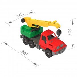 Машина игрушечная КРАН "Строитель", пластиковая, 34x14,5x17 см, НОРДПЛАСТ, 148