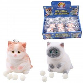 Игрушка-антистресс "Котик малый", 9 см, ассорти, 2 цвета, дисплей, JOLLY JOT (ДЖОЛЛИ ДЖОТ), 666569