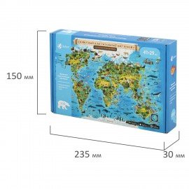 Интерактивная деревянная карта-пазл Globen "Животный и растительный мир Земли", 41х29см, 100 элементов, PAG5203