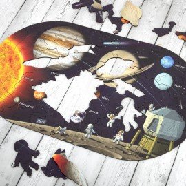 Интерактивная деревянная карта-пазл GLOBEN "Строение солнечной системы", 44х26см, 80 элементов, PAG5204
