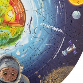 Интерактивная деревянная карта-пазл GLOBEN "Строение Земли", 28см, 50 элементов, PAG5205