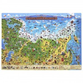 Интерактивная деревянная карта-пазл GLOBEN "Карта нашей Родины", 41х29см, 100 элементов, PAG5206