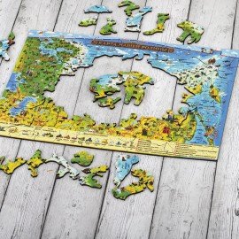 Интерактивная деревянная карта-пазл Globen "Карта Нашей Родины", 29х20см, 100 элементов, PAG5202