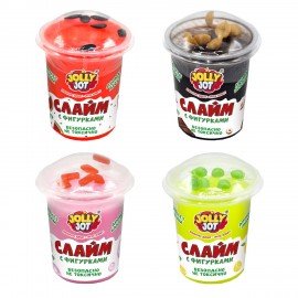 Слайм с фигурками, вкусняшки, 200 гр, НАБОР 4 шт, JOLLY JOT, 666669