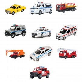 Машина металлическая коллекционная АССОРТИ 3, длина 10-15 см, инерционная, 10 видов, ТЕХНОПАРК