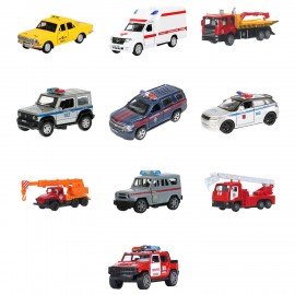 Машина металлическая коллекционная АССОРТИ 3, длина 10-15 см, инерционная, 10 видов, ТЕХНОПАРК