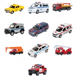 Машина металлическая коллекционная АССОРТИ 3, длина 10-15 см, инерционная, 10 видов, ТЕХНОПАРК