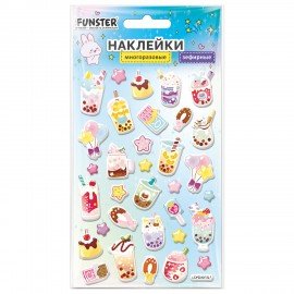 Наклейки объемные зефирные 15х10 см, ассорти 12 видов, FUNSTER (ФАНСТЕР), 666675