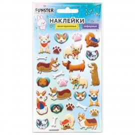 Наклейки объемные зефирные 15х10 см, ассорти 12 видов, FUNSTER (ФАНСТЕР), 666675