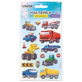 Наклейки объемные зефирные 15х10 см, ассорти 12 видов, FUNSTER (ФАНСТЕР), 666675