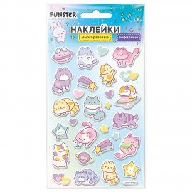 Наклейки объемные зефирные 15х10 см, ассорти 12 видов, FUNSTER (ФАНСТЕР), 666675