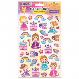 Наклейки объемные MAXI 21х14 см, ассорти 12 видов, FUNSTER (ФАНСТЕР), 666678