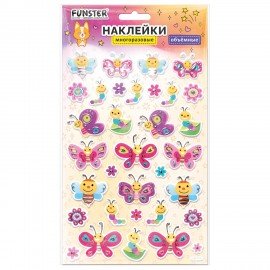 Наклейки объемные MAXI 21х14 см, ассорти 12 видов, FUNSTER (ФАНСТЕР), 666678