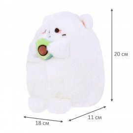 Игрушка мягкая "Котик с авокадо", 20 см, цвет белый, WOOZOO (ВУЗУ), 666781