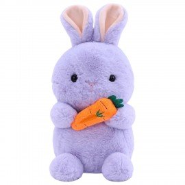 Игрушка мягкая "Зайчик с морковкой", 20 см, цвет лиловый, WOOZOO (ВУЗУ), 666786