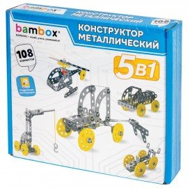 Конструктор металлический "Техника 5в1" с подвижными деталями, 108 элементов, BAMBOX, 667030