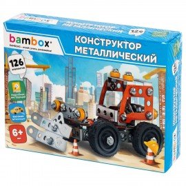 Конструктор металлический "Бульдозер", цветной, с подвижными деталями, 126 элементов, BAMBOX, 667031