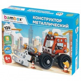 Конструктор металлический "Бульдозер", цветной, с подвижными деталями, 126 элементов, BAMBOX, 667031