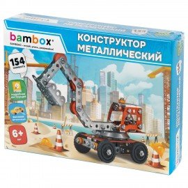 Конструктор металлический "Экскаватор", цветной, с подвижными деталями, 154 элемента, BAMBOX, 667035