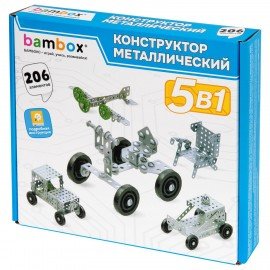 Конструктор металлический "Для уроков труда №1", 5 в 1, с подвижными деталями, 206 элементов, BAMBOX, 667036