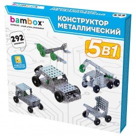 Конструктор металлический "Для уроков труда №2", 5 в 1 с подвижными деталями, 292 элемента, BAMBOX, 667037