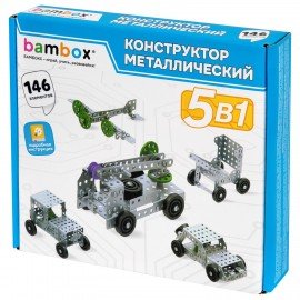 Конструктор металлический "Для уроков труда №3", 5 в 1 с подвижными деталями, 146 элементов, BAMBOX, 667038
