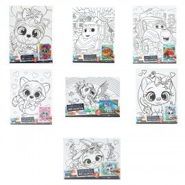 Картина детская по контуру АССОРТИ 7 видов 15х20 см, на подрамнике, акрил, кисти МУЛЬТИ АРТ