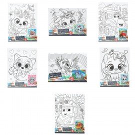 Картина детская по контуру АССОРТИ 7 видов 15х20 см, на подрамнике, акрил, кисти МУЛЬТИ АРТ