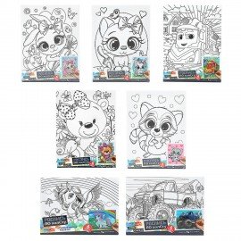 Картина детская по контуру АССОРТИ 7 видов 15х20 см, на подрамнике, акрил, кисти МУЛЬТИ АРТ