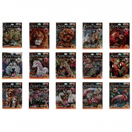 Гравюра в технике Скретчинг АССОРТИ 15 видов, 18х24 см, цветная основа, МУЛЬТИ АРТ