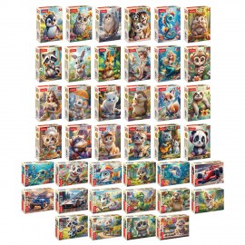 Пазл картонный 54 элемента "ОЧАРОВАТЕЛЬНЫЕ МОРДАШКИ", АССОРТИ, 40 видов, 175х130мм, HATBER