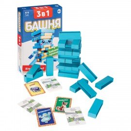 Игра детская настольная "3в1. Башня. Забавный крокодил. Кто есть кто?", DREAM MAKERS-